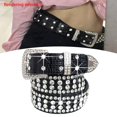 thumbnail image 5 of Stylish Women Waist Belt Crystal Rhinestone Waistband Diamond Decorative Waist Cinch Belt Skinny Metal Buckle Glitter PU, 5 of 9