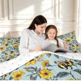 thumbnail image 4 of Erosebridal Watercolor Bug Bee King Size Comforter Sets,Rustic Florals Comforters King Size,Teal Yellow,Reversible,3pcs,1 Comforter and 2 Pillowcases, 4 of 7