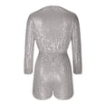 thumbnail image 4 of hotojiny Sparkly Rompers for Women Sequin Dressy Warp V Neck Long Sleeve Jumpsuit Trendy Night out Party Outfit, 4 of 6