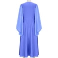 thumbnail image 4 of KICILVS Witch Costume Women Bell Sleeves Lace Up V Neck Renaissance Medieval Larp Dress Cosplay A Line Maxi Swing Dress, 4 of 5