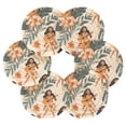 thumbnail image 2 of Haosy Set of 6 Drink Woven Coaster with Holder Heat Resistant Non-Slip Bar Coasters 4 Inches Girl Play Guitar Tropical Leaf, 2 of 7