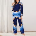 thumbnail image 2 of Haiem Blue Casino Pattern Women’s Long-sleeve Sleepwear,Sleepwear Set,2-piece Loungewear Set,Soft PJs Comfy Nightwear with Pockets-Large, 2 of 7