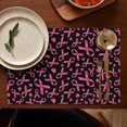 thumbnail image 4 of Breast Cancer Summer Placemats Table Placemats Set Of 6-Linen Kitchen Washable Placemats Table Mats 11.8"x17.7" Non-Slip Heat Resistant, 4 of 5