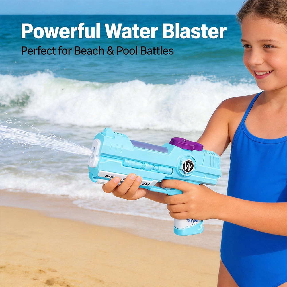 HAHUT Electric Water Gun, High Capacity Automatic Squirt Guns Toy for Summer Outdoor Beach Swimming Pool Party (Blue)