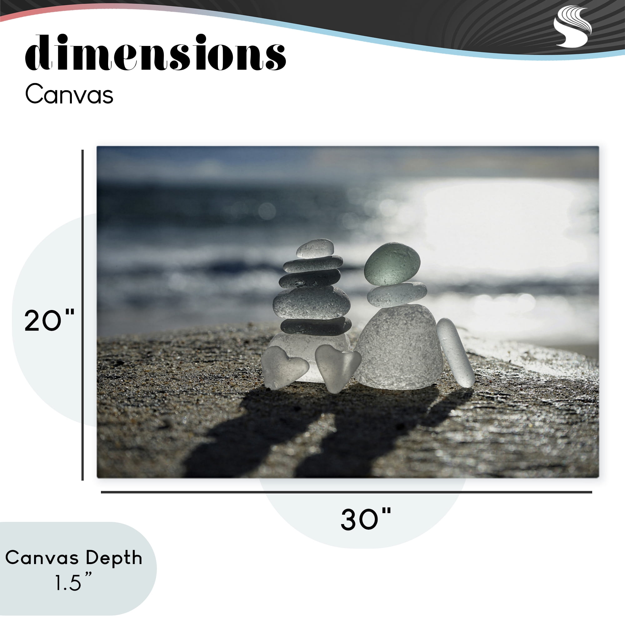 Stupell Industries Zen Sea Glass Hearts Canvas Wall Art, design by LMarie Allen
