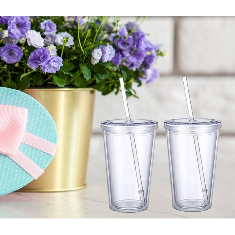 Blank Tumblers 16oz Colored Pastel Acrylic Matte Plastic Cups in Bulk With  Lids, Straws, Cleaning Brush DIY Wholesale Grande 4 Sky Blue 