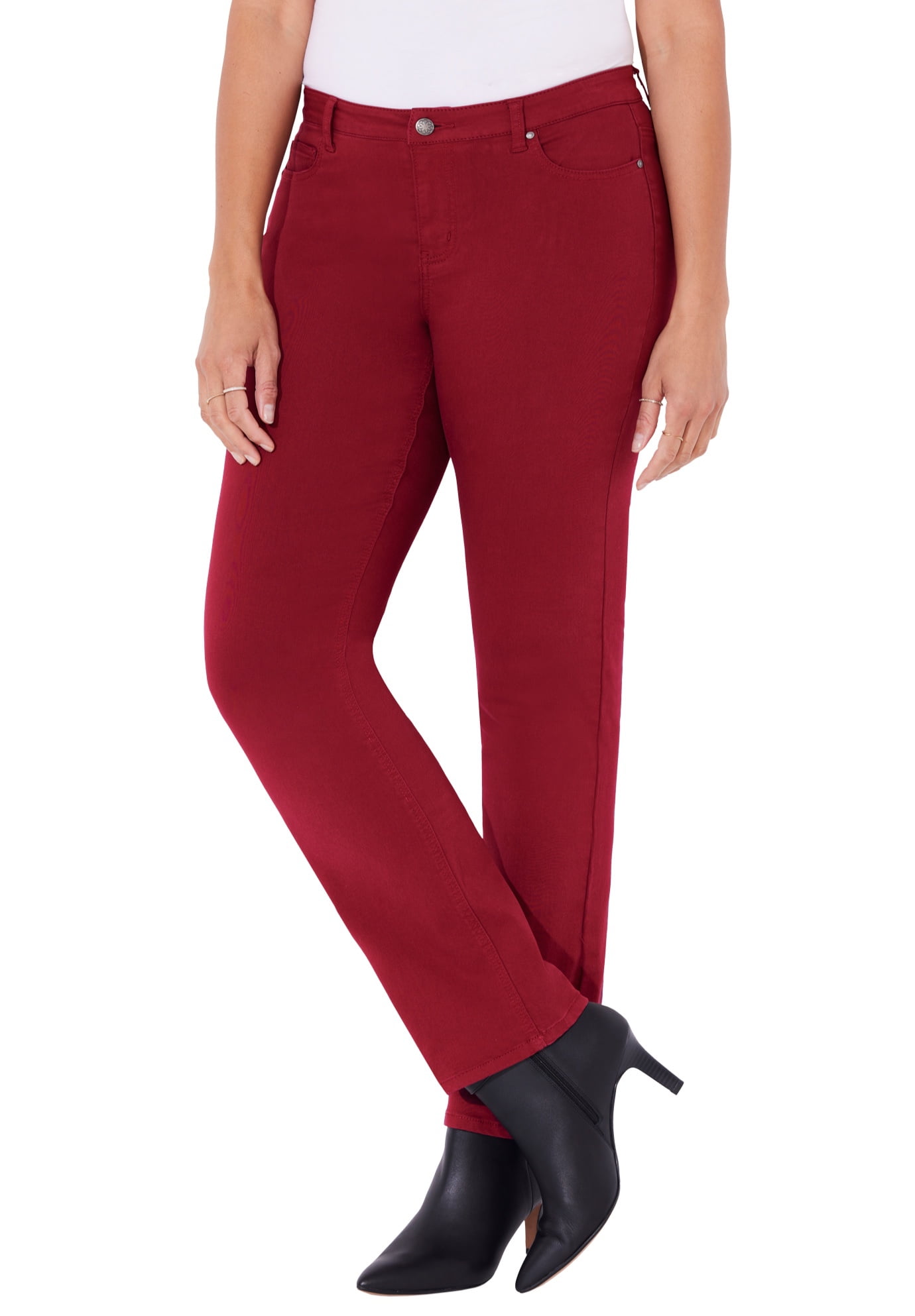 30W/32W Red Wrinkle Resistant Elastic Waist Pants Womans Plus size  5X 