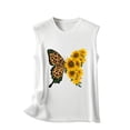 thumbnail image 6 of Women's Tank Tops Camisole Spring Sunflower Print O Neck Sleeveless T-Shirt Vest Undershirts,White,XL, 6 of 6