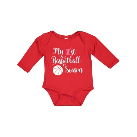 

Inktastic my 1st basketball season Girls Long Sleeve Baby Bodysuit