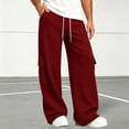 thumbnail image 4 of ShomPort Men's Sweatpants with Flap Pockets Fleece Cargo Pants Workout Wide Leg Open Bottom Casual Joggers, 4 of 7