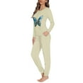 thumbnail image 2 of FOR U DESIGNS Vintage Butterfly Pajama Set for Women Fall Long Sleeve with Pockets Women 2 Pack Size XS Ladies Sleepwear Pants Set Long Crew Neck Tops for Women, 2 of 6