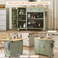 thumbnail image 3 of HAUXITIO 41.3" Kitchen Island with Drop Leaf, Rolling Cart with Spice Rack,Drawer and Storage for Kitchen,Green, 3 of 8