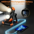 thumbnail image 4 of FiveBox Magnetic Rechargeable LED Work Light, 2500LM Ultra-Light Bright Foldable Portable Flood Light with 360° Rotation Stand, 5 Modes Flashlight Spotlight for Car Repairing Camping Emergency,Orange, 4 of 7