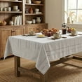 thumbnail image 4 of Sm:)e Fabric Openwork Farmhouse Style Linen Tablecloth 52x70 Inch, Yarn-Dyed Woven Table Cover for Dining Decor, Rectangle, Gray, 4 of 5