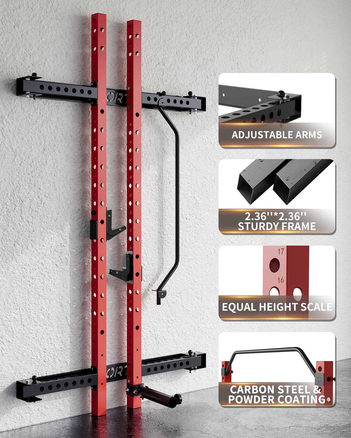 Garvee Folding Power Rack with 1000 lb Capacity, Wall Mounted