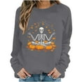 thumbnail image 6 of Craaazy Halloween Sweatshirt Long Sleeved Crewneck Shirts Halloween Spooky Season Ghost Print Tops Halloween Pullover Gifts For Women, 6 of 6
