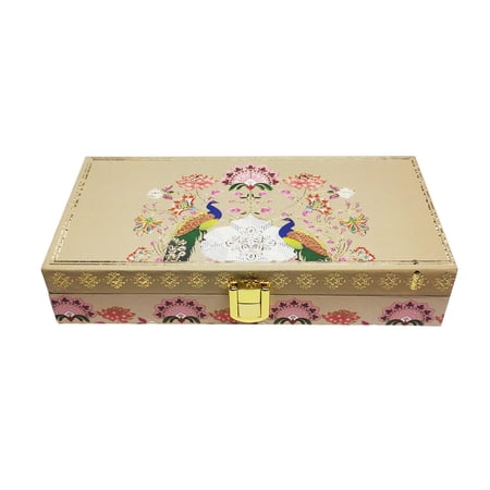Gold Plated Velvet Touch Mgi Decorative Box Wedding Fancy Shagun Cash Box - Multicolor 3pcs