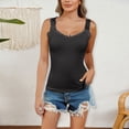thumbnail image 2 of MSJUHEG camisole Wider Strap Camisole Off the Shoulder Tops for Women Spaghetti Strap Sleeveless Tank Tops for Women Yoga Workout Camisole Womens Ribbed Spaghetti Black 2XL, 2 of 9