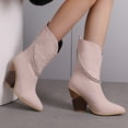 thumbnail image 2 of Mepaouo Women's Cowboy Ankle Boots Heel Cowgirl Chelsea Mid Calf Western Short Booties(Pink,7), 2 of 8