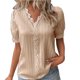 thumbnail image 2 of Fiudx Camisas para Mujer Blusa de Encaje de Manga Corta con Cuello En V Informal de Moda de Color Sólido para Mujer, 2 of 4