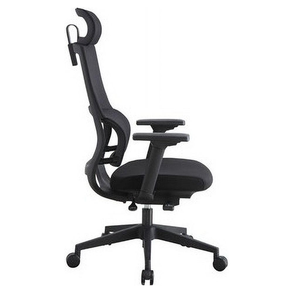 Lorell High Back Mesh Chair w/ Headrest Black Seat - Black Back - 5-star Base - 28.5" Length x 28.5" Width - 51" Height - 1 Each - image 2 of 7