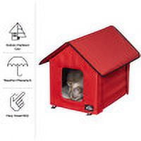 PETMAKER Heated Cat House with Heating Pad and Sherpa Cover (Red)