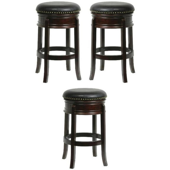 Home Square 29" Hamilton Swivel Bar Stool in Cappuccino - Set of 3