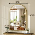 thumbnail image 4 of YVANLA 40"x30" Arched Bathroom Mirror Wall Mounted Mirror with Aluminum Alloy Frame, Gold, 4 of 8