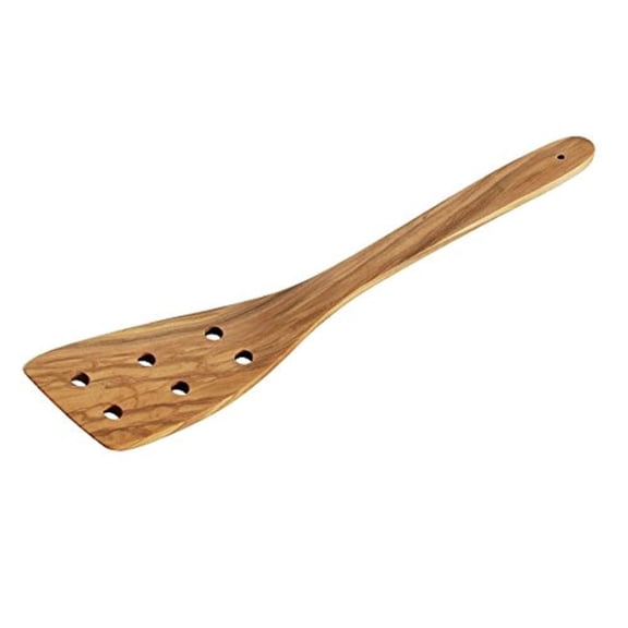 Cilio Olivewood Spatula with Holes Wooden 12 Inch Natural