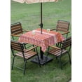 thumbnail image 4 of Outdoor Tablecloth with Umbrella Hole for Patio/Picnic/Party/Camping, Pink Orange Boho Waterproof Table Cloth Square Cover Washable, Vintage Ethnic Tribe Abstract Art (54"x 54"), 4 of 8