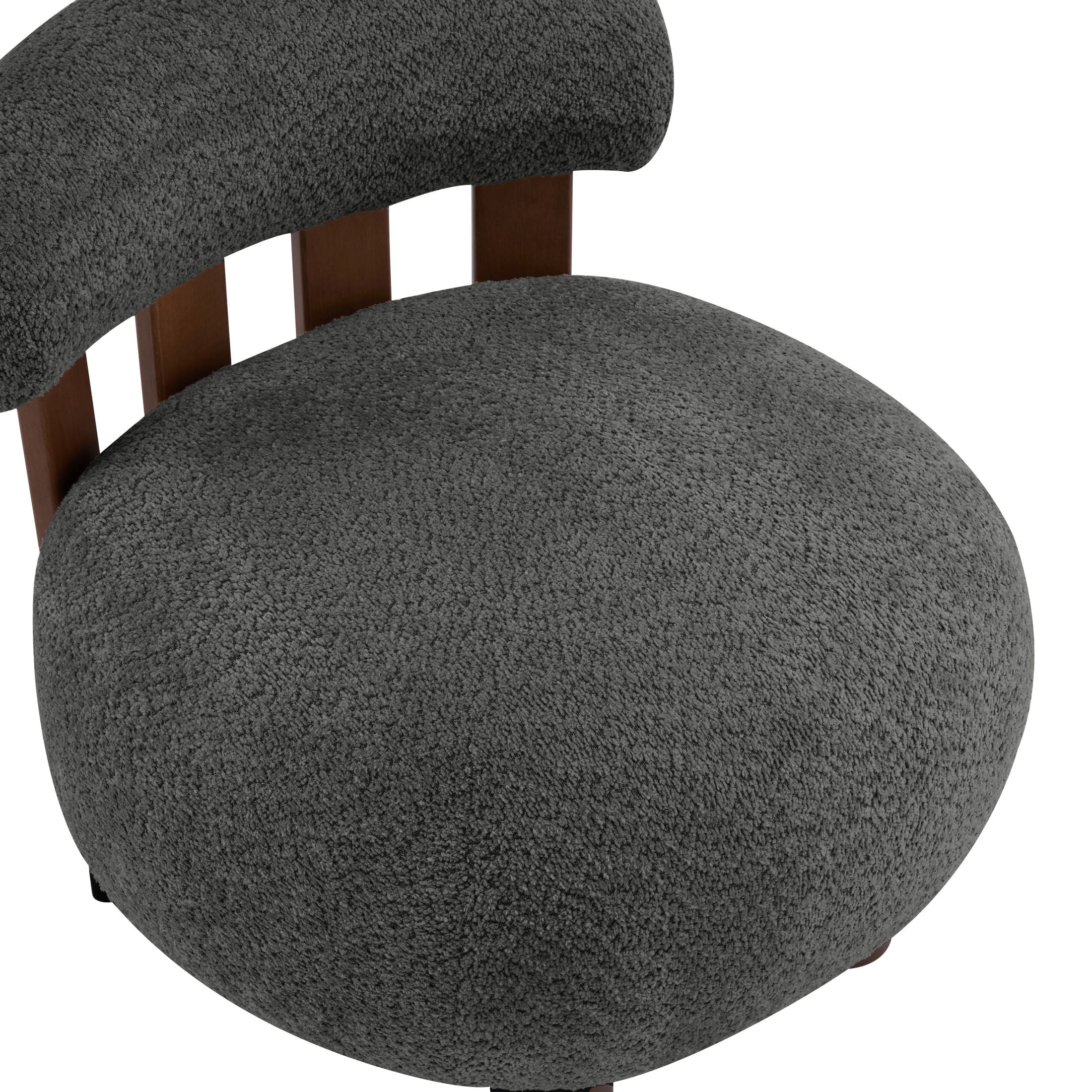 Christopher Knight Home Modern Boucle Slipper Accent Chair with Upholstered Plush Seat, Wood Legs, Dark Gray, Set of 2