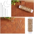 thumbnail image 3 of 55Yards Waxed Thread with 7 Pcs Leather Needles for Hand Sewing 150D Flat Sewing Waxed Thread Leather Repair Needles for Sewing Upholstery Leather Canvas Bags Sofa Furniture(Khaki), 3 of 5