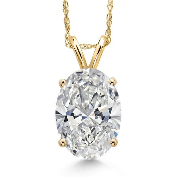 Gem Stone King 2.00 Ct IGI Certified Lab Grown Diamond Pendant Necklace for Women in 14K Yellow Gold | Oval Cut | F-G Color | VS Clarity | With 18 inch Gold Chain