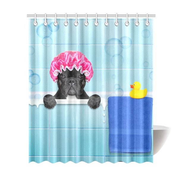 MKHERT Funny French Bulldog Dog Polyester Fabric Bathroom Shower