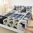 thumbnail image 3 of Feelyou Jungle Moose Deer Bed Sheets for Adult, Patchwork Checkered King Sheets, Countryside Theme Sheet Set, Super Cozy Room Decor, 4-Piece, 3 of 7