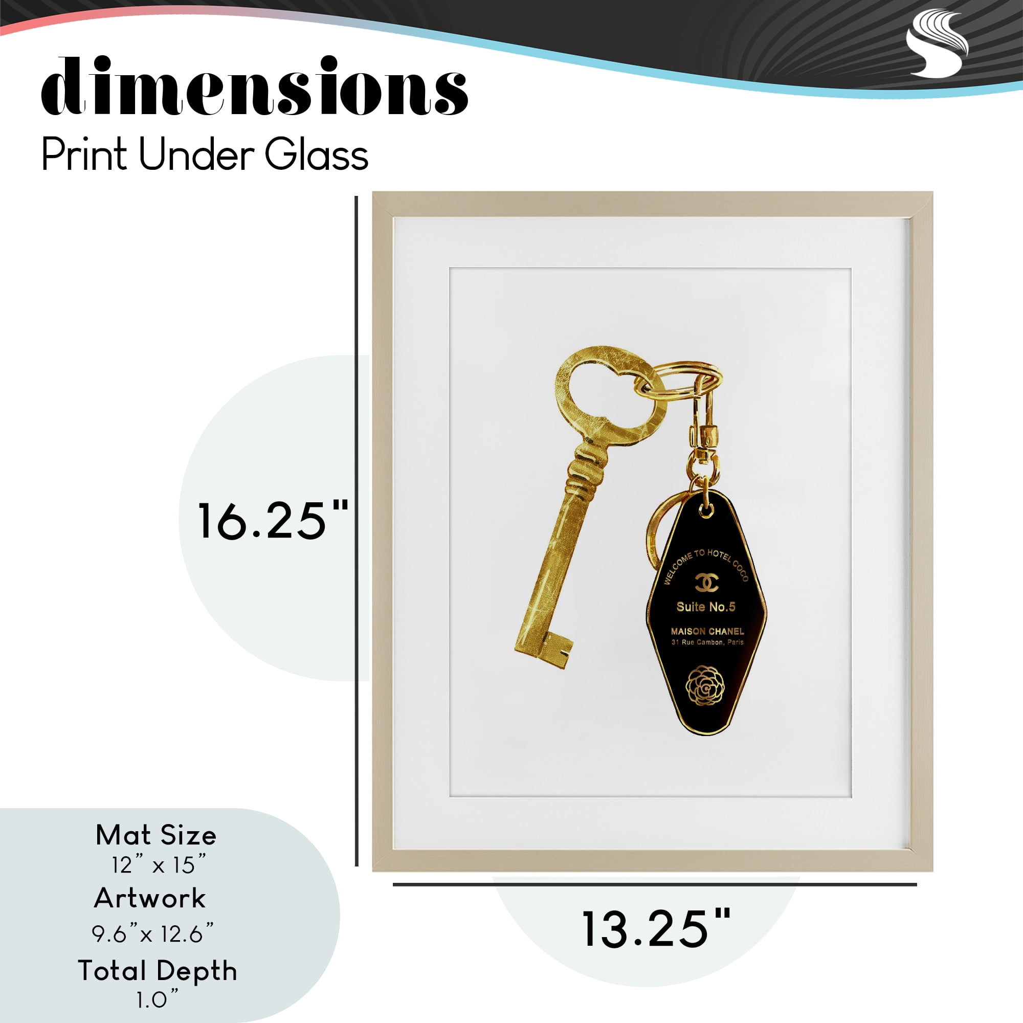 Luxury Fashion Key Birch Framed Print Under Glass, design by Ziwei Li