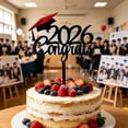 thumbnail image 4 of Tong 2026 Congrats Graduation Cake Topper Black Acrylic With Red Glitter Grad Cap 2026 Graduation Party For High School College Congrats Grad Cake Pick For 2026 Graduatio, 4 of 5