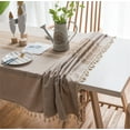 thumbnail image 6 of Stitching Tassel Rectangular Tablecloth Heavy Weight Cotton Linen Table Cover for Dining Room Kitchen Home Tabletop Decoration, 55 x 70 Inch, Beige, 6 of 6