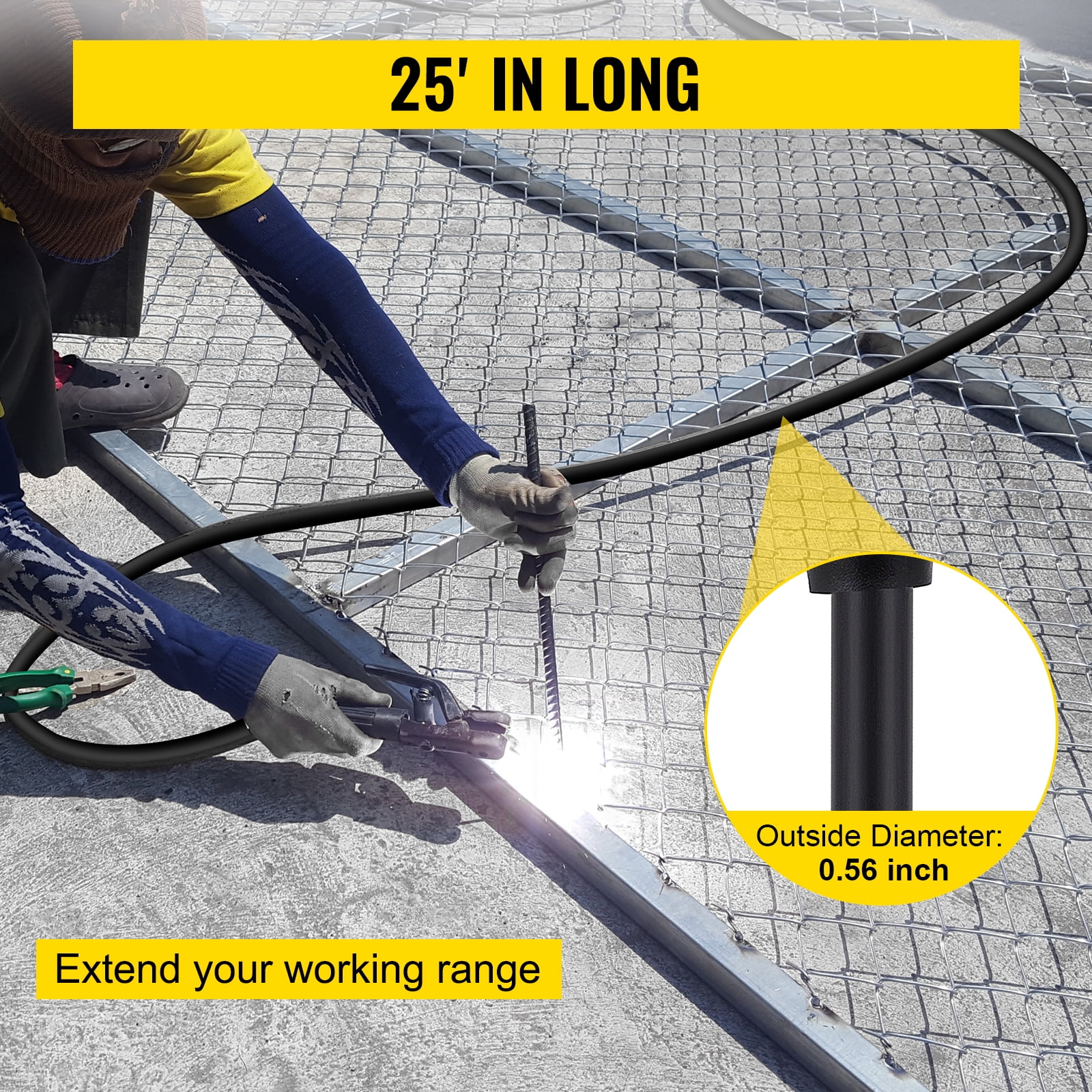 VEVOR Welding Extension Cord 25ft 50AMP 6-50P/6-50R Heavy Duty Welding Cord 10AWG 250V for MIG,Lincoln,Plasma,Miller,TIG