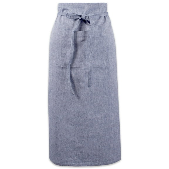 DII Modern Style 100 Percent Cotton Solid Chambray Bistro Apron in Blue
