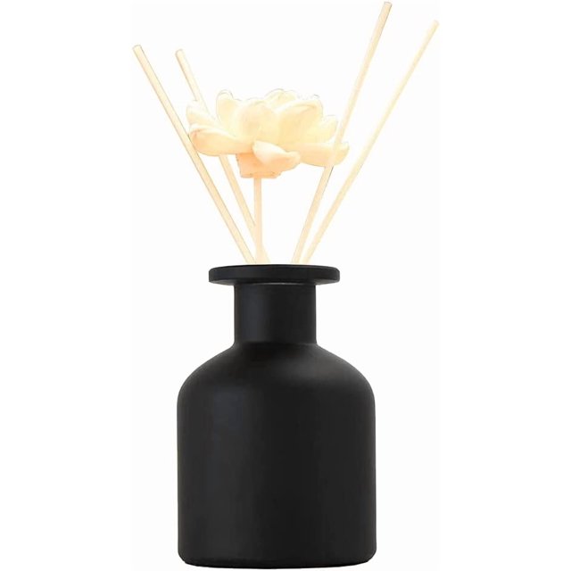 1Pcs Diffuser Bottle Empty Refillable Glass Aromatherapy Diffuse Bottle Fragrance Accessories Use for DIY Replacement Reed Diffuser Sets Essential Oils Crafts Decor 150ml/5oz (Black)