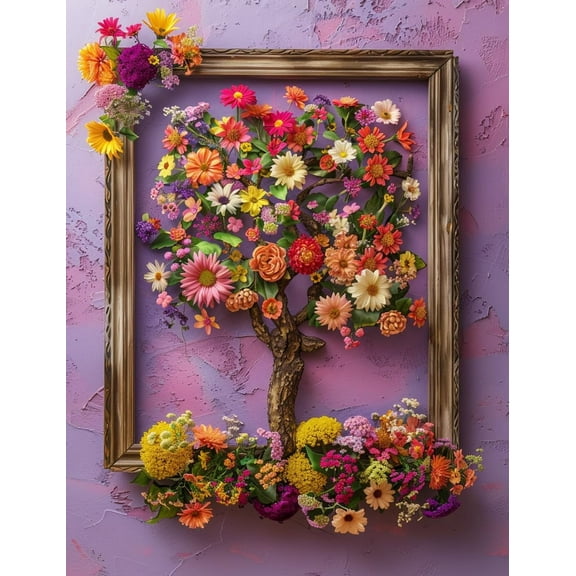 A Beautiful Flower Tree of Life DIY 11CT Stamped Cross Stitch Kits for Beginners Easy Needlepoint Embroidery Counted Cross Stitch Art Craft for Wall Decoration 12x16inch(2)