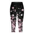 thumbnail image 4 of newwalpole Capri Leggings for Women Fall Floral Printed Plus Size Capris High Waist Knee Length Slim Fit Yoga Cropped Legging Light Pink for Size L, 4 of 5