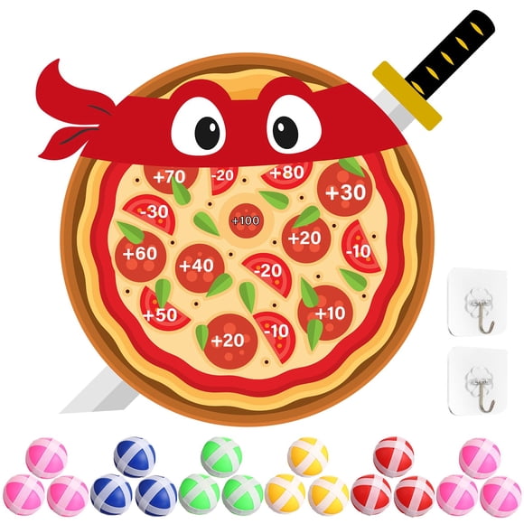 Juego de dardos WinnerWhy Pizza Party Game Turtle con 18 bolas