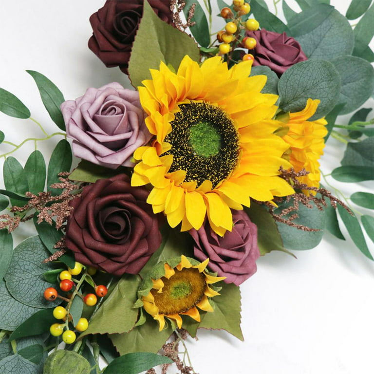2Pieces Wedding Arch Flowers Sunflowers Decor Rustic Artificial Flower  Garland
