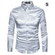 thumbnail image 3 of Minnieouse Camisa transpirable para hombre Satén con mangas largas - Trabajo Boda o hogar Camisa para hombre Manga larga formal Grande gris claro Type3 NO3, 3 of 6