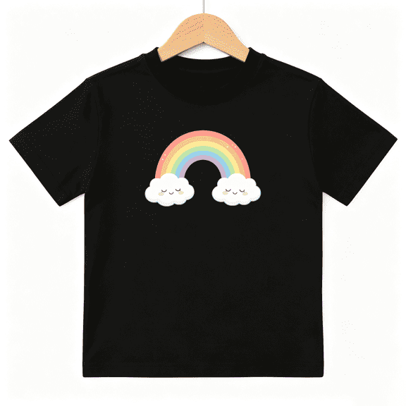 Cute Rainbow Clouds Boys Graphic Tees Pastel Kids T-Shirt 100% Cotton Short Sleeve Tops Ages 4-13Y