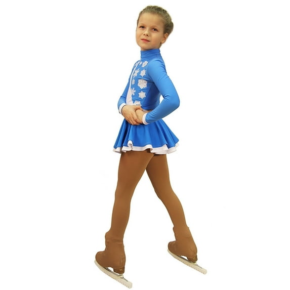 IceDress Figure Skating Dress-Thermal - Snowflake (Blue and White)