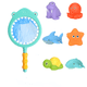 thumbnail image 1 of Juguetes de baño para niños (juego de 7 piezas de Shark Laole (bolsa)), 1 of 5