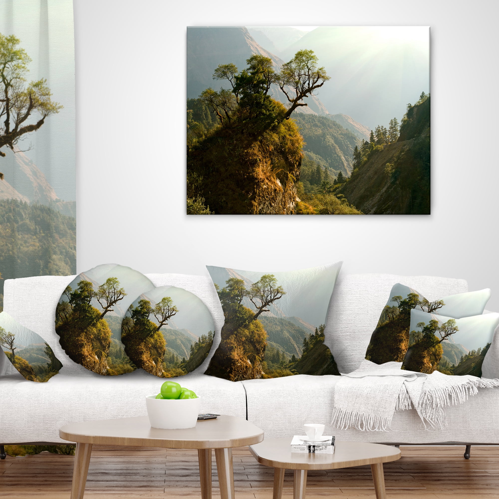 Designart Enchanted Nepal Mountains - Landscape Photography Throw Pillow - 12x20